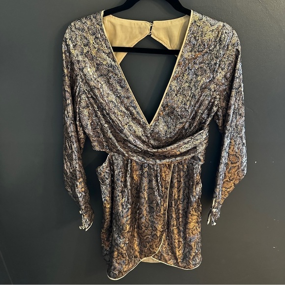 NWT Asos open back sequin snake print mini dress | size 8 - Picture 4 of 15